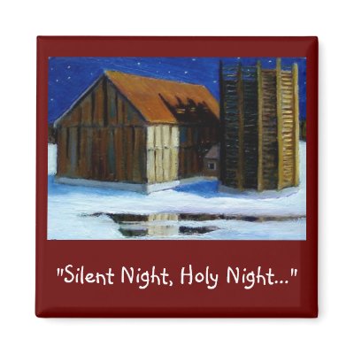 BARN, WINTER: CHRISTMAS MAGNET: ART by joyart