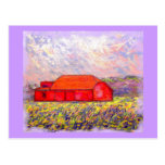 barn with purple irises postcards