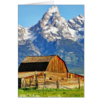 Barns Grand Tetons Mountains Greeting Cards
