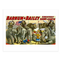 Barnum et Bailey - éléphants - annonce vintage cartes postales