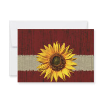 Barnwood and Burlap Sunflower Wedding RSVP Invitation