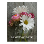Barnwood, Daisies, & Strawflowers Save The Date Postcards