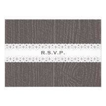 Barnwood & Lace Inspired Wedding RSVP Personalized Invitation