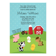 Barnyard Animal Baby Shower Invitation