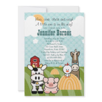 Barnyard Animal Baby Shower Invitations