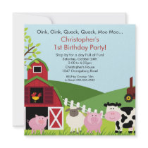 Barnyard Animal Fun Birthday Party Invitation