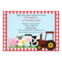Barnyard Animal Fun Birthday Party Invitation