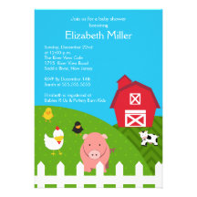 Barnyard Animal Neutral Baby Shower Invitation