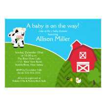 Barnyard Animal Neutral Baby Shower Invitation