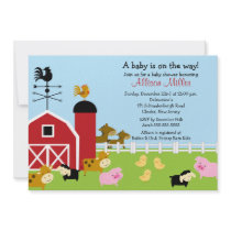 Barnyard Baby Animails Baby Shower Invitation