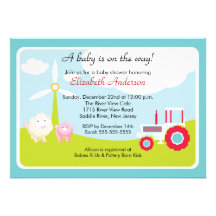Barnyard Baby Animals Baby Shower Invitation
