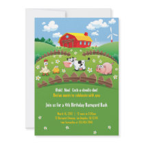 Barnyard Farm Kids Birthday Invitations
