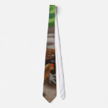 Barnyard Rooster and Hens Landscape Oil Painting Necktie