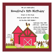 Barnyard white Birthday party invites