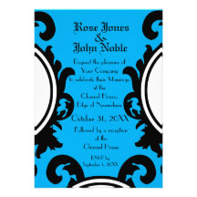Baroque Black (Cyan) Wedding Invitation