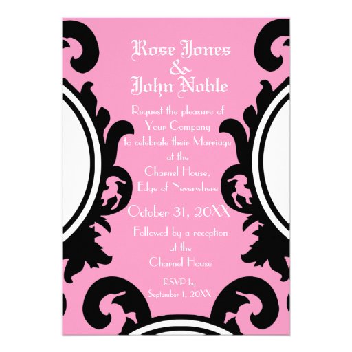 Baroque Black (Pink) Wedding Invitation