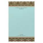 Baroque Damask Designer Stationery :: aqua