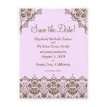 Baroque Damask Pink Lace Save the Date Postcard
