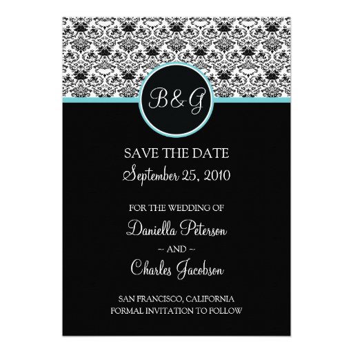Baroque Elegance (Aqua) Save Date Announcement