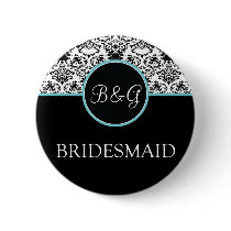 Baroque Elegance Bridesmaid Button-Aqua