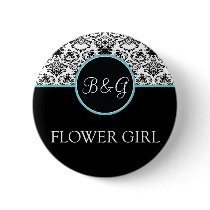 Baroque Elegance Flower Girl Button-Aqua