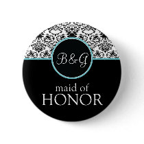 Baroque Elegance Maid of Honour Button-Aqua