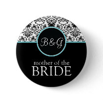 Baroque Elegance Mother of the Bride-Aqua Pinback Button