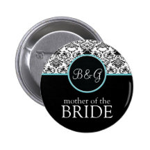 Baroque Elegance Mother of the Bride-Aqua Pinback Button