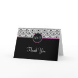 Baroque Elegance Thank You Card  (Hot Pink)-Blank