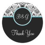 Baroque Elegance Thank You Sticker-Aqua