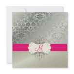 Baroque faux foil lace/hot pink Invitations