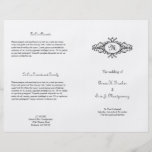 Baroque frame single monogram wedding program personalized flyer