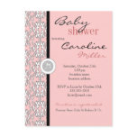Baroque in Pink Baby Shower Invitation Postcard