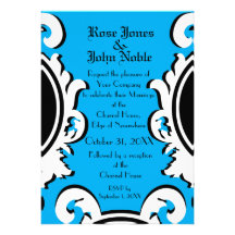 Baroque Ivory (Cyan) Wedding Invitation