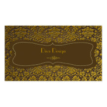 Baroque lace damask /faux gold/chestnut brown business cards