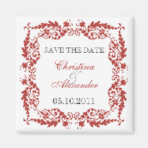 Baroque Leafy Frame Save The Date Magnet