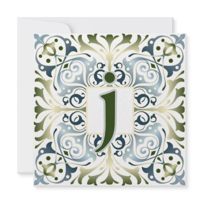 Baroque Letter J Personalized Announcements by LetterPresstige