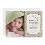 Baroque Pattern Baby Birth Announcement (taupe)