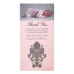 Baroque Pink Thank You Note Baby Girl Photo Card