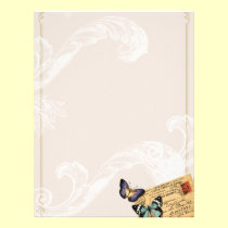 Baroque Scrolls Butterfly Vintage Style Stationery letterhead