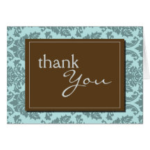 Baroque Vintage Aqua Blue Thank You Card