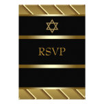 Barre d'or noire Mitzvah RSVP Faire-parts
