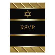 Barre d'or noire Mitzvah RSVP Faire-parts