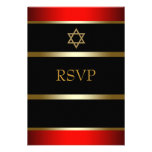 Barre d'or noire rouge Mitzvah RSVP Invitations Personnalisées