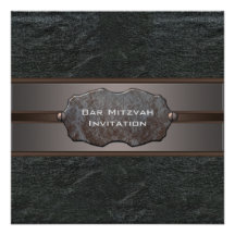 Barre noire en cuir noire Mitzvah Invitaitons Faire-part