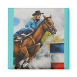 Barrell Racer Painting on Customizable Products Fridge Magnets