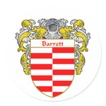 Barrett Coat of Arms (Mantled) Sticker