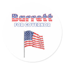 Barrett for Governor Patriotic American Flag Round Stickers