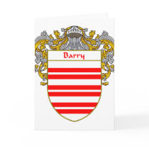 Barry Coat of Arms/Family Crest (Mantled) Card