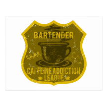 Bartender Caffeine Addiction League Post Cards